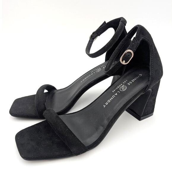 Chinese Laundry Velma Heel Sandals Ankle Strap Women's Black Size US7 EU37.5 - Picture 1 of 11
